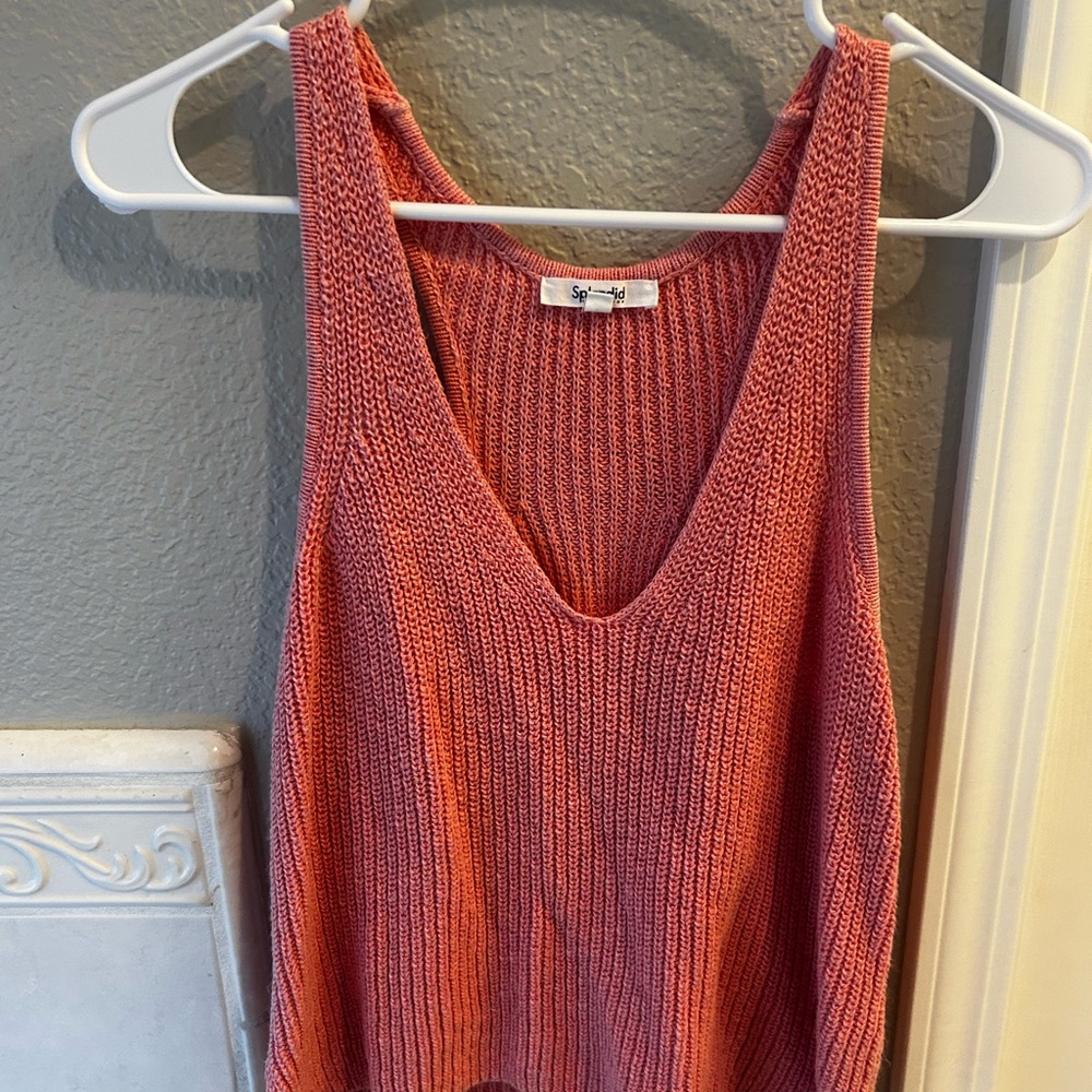 Splendid Coral Knit Tank Top